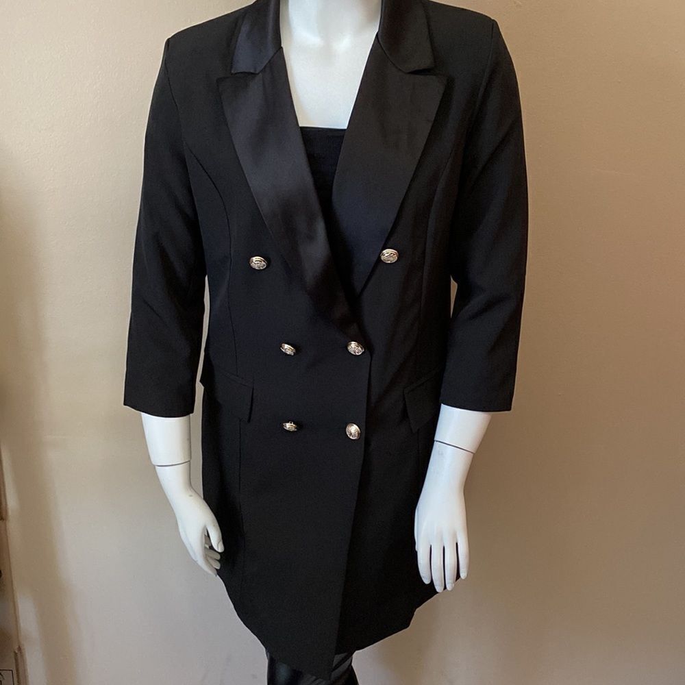 NWT Boohoo Plus Button Tuxedo Dress - Size: UK 20 - Picture 5 of 16